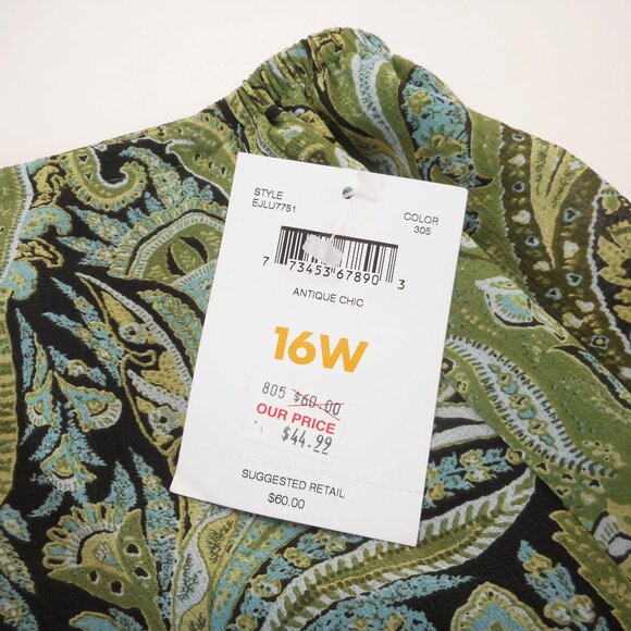 NWT Emma James Women's size 16W Green Paisley Floral Lined Midi Vintage - Picture 10 of 11